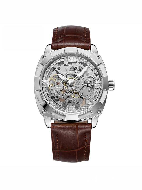 Men's Luxury Stainless Steel Skeleton Watch Automatic Movement Mechanical Watch